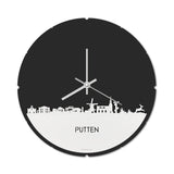 Skyline Klok Rond Putten Wit glanzend gerecycled kunststof cadeau decoratie relatiegeschenk van WoodWideCities