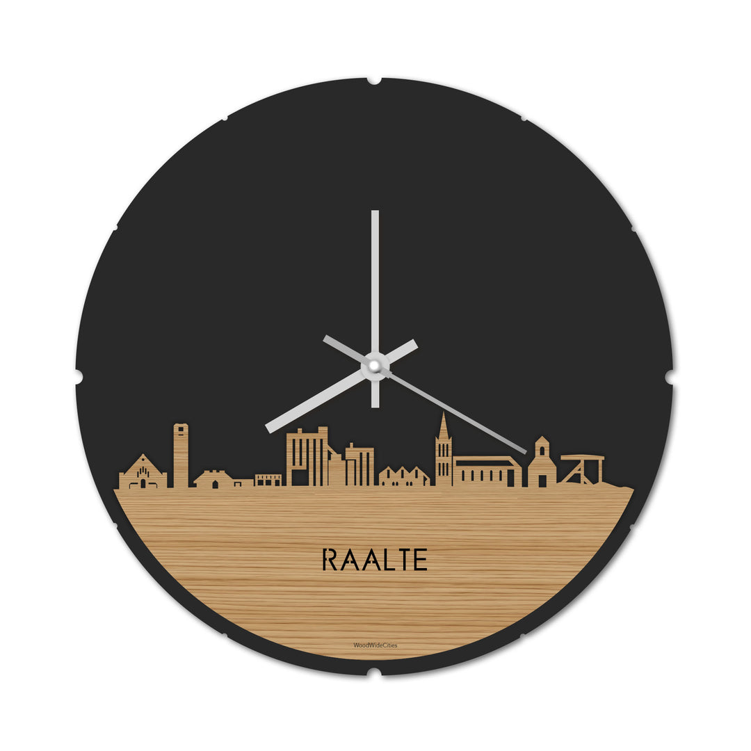 Skyline Klok Rond Raalte Bamboe houten cadeau decoratie relatiegeschenk van WoodWideCities
