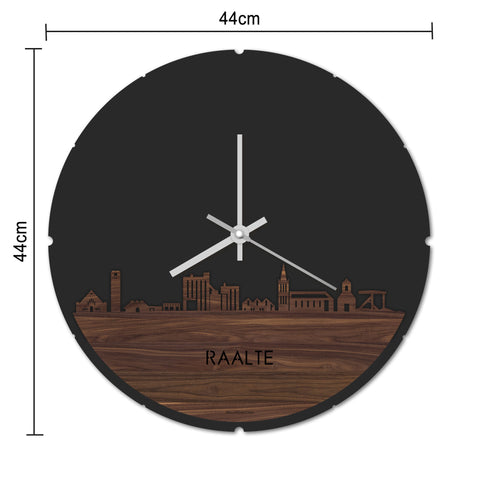 Skyline Klok Rond Raalte Noten houten cadeau decoratie relatiegeschenk van WoodWideCities