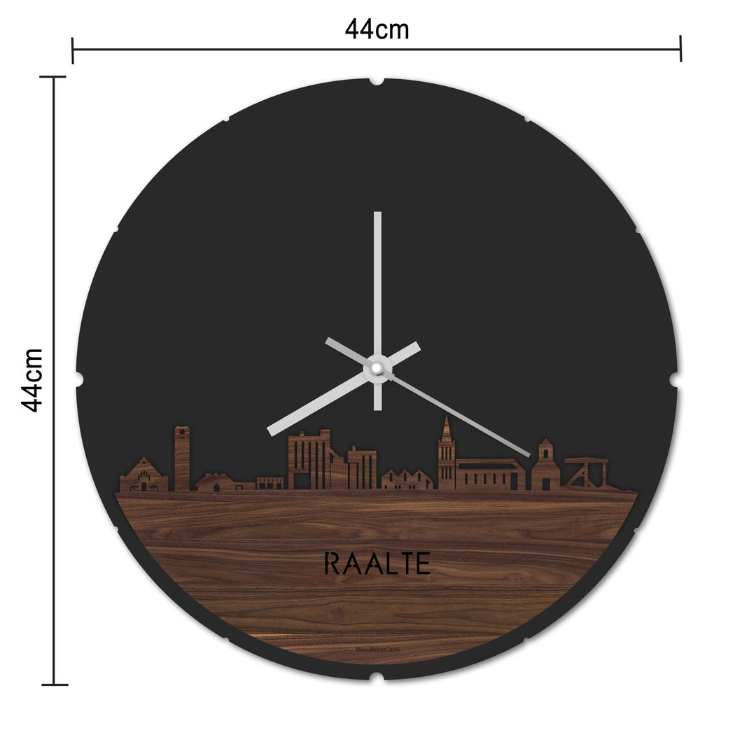 Skyline Klok Rond Raalte Palissander houten cadeau decoratie relatiegeschenk van WoodWideCities