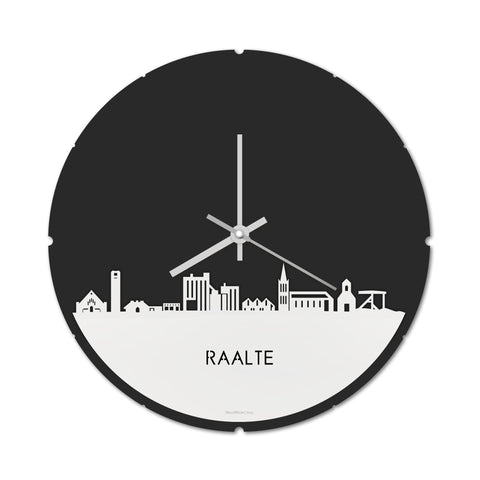 Skyline Klok Rond Raalte Wit glanzend gerecycled kunststof cadeau decoratie relatiegeschenk van WoodWideCities