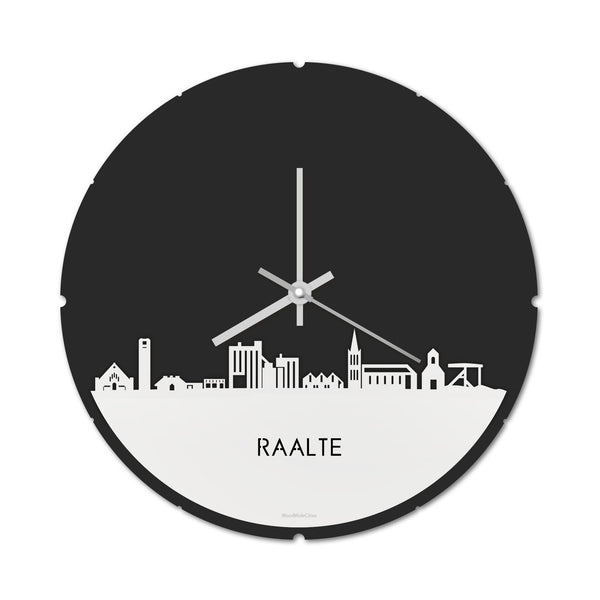Skyline Klok Rond Raalte Wit glanzend gerecycled kunststof cadeau decoratie relatiegeschenk van WoodWideCities