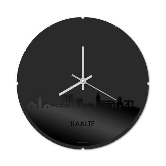 Skyline Klok Rond Raalte Zwart glanzend gerecycled kunststof cadeau decoratie relatiegeschenk van WoodWideCities