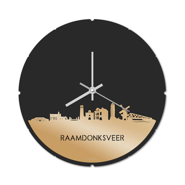 Skyline Klok Rond Raamdonksveer Metallic Goud gerecycled kunststof cadeau decoratie relatiegeschenk van WoodWideCities