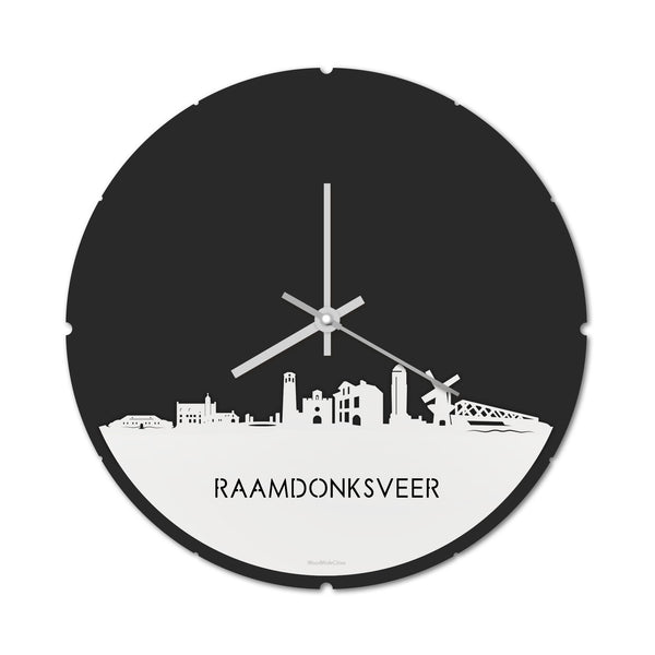 Skyline Klok Rond Raamdonksveer Wit glanzend gerecycled kunststof cadeau decoratie relatiegeschenk van WoodWideCities