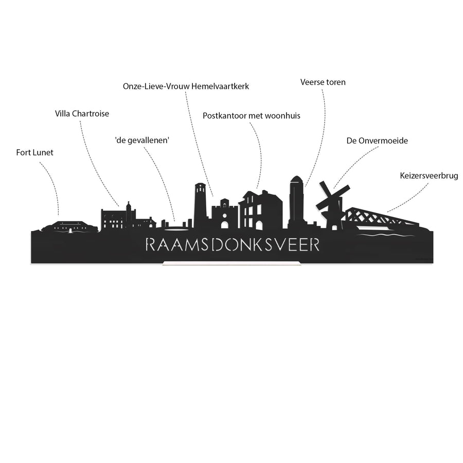 Skyline Klok Rond Raamsdonksveer Palissander houten cadeau decoratie relatiegeschenk van WoodWideCities