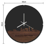 Skyline Klok Rond Raamsdonksveer Palissander houten cadeau decoratie relatiegeschenk van WoodWideCities