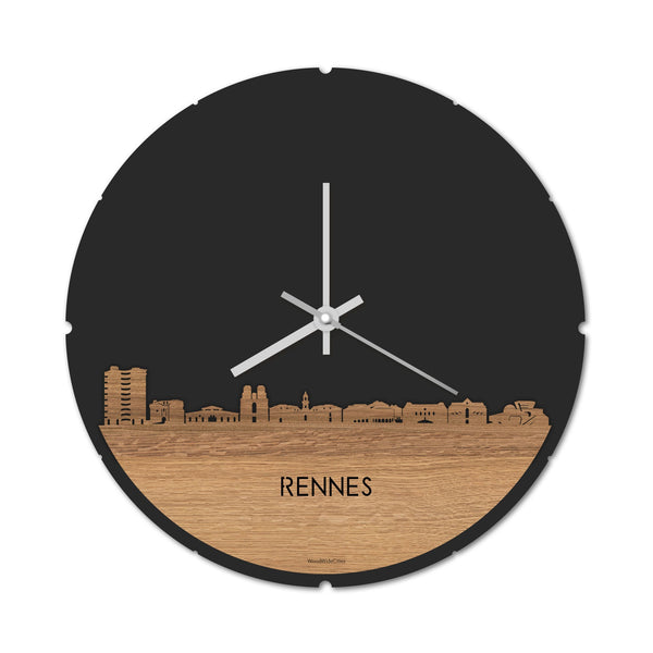 Skyline Klok Rennes Eiken houten cadeau decoratie relatiegeschenk van WoodWideCities