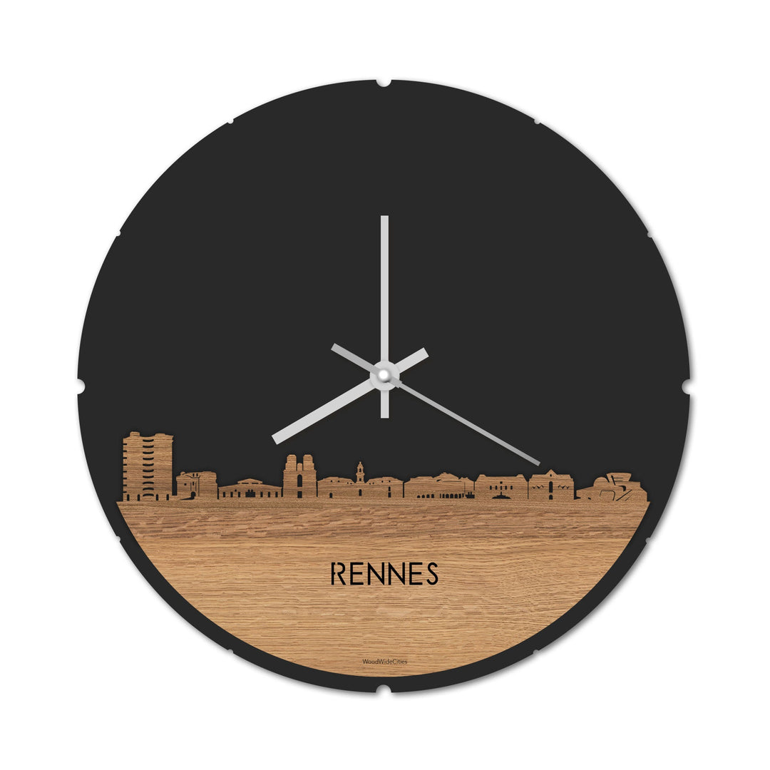 Skyline Klok Rennes Eiken houten cadeau decoratie relatiegeschenk van WoodWideCities