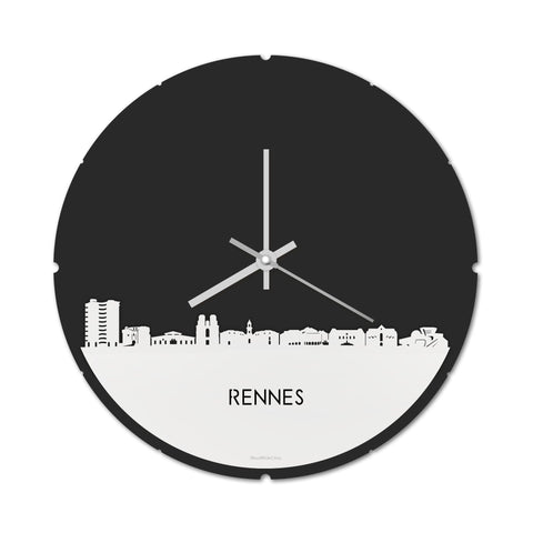 Skyline Klok Rond Rennes Wit glanzend gerecycled kunststof cadeau decoratie relatiegeschenk van WoodWideCities
