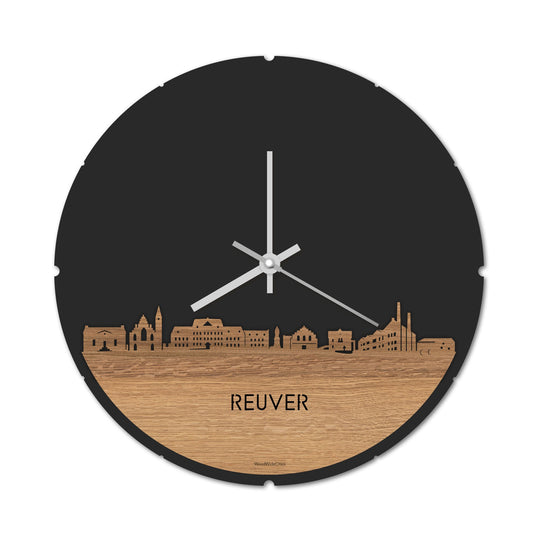 Skyline Klok Reuver Eiken houten cadeau decoratie relatiegeschenk van WoodWideCities