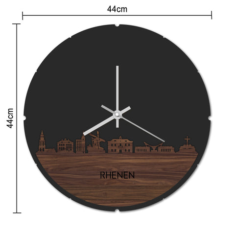 Skyline Klok Rond Rhenen Bamboe houten cadeau decoratie relatiegeschenk van WoodWideCities