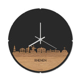 Skyline Klok Rond Rhenen Eiken houten cadeau decoratie relatiegeschenk van WoodWideCities