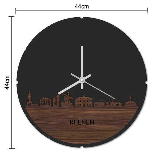 Skyline Klok Rond Rhenen Palissander houten cadeau decoratie relatiegeschenk van WoodWideCities