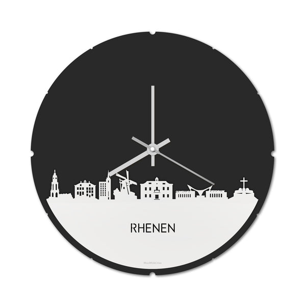 Skyline Klok Rond Rhenen Wit glanzend gerecycled kunststof cadeau decoratie relatiegeschenk van WoodWideCities
