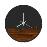Skyline Klok Rond Ridderkerk Palissander houten cadeau decoratie relatiegeschenk van WoodWideCities