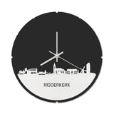 Skyline Klok Rond Ridderkerk Wit glanzend gerecycled kunststof cadeau decoratie relatiegeschenk van WoodWideCities