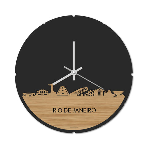 Skyline Klok Rond Rio de Janeiro Bamboe houten cadeau decoratie relatiegeschenk van WoodWideCities