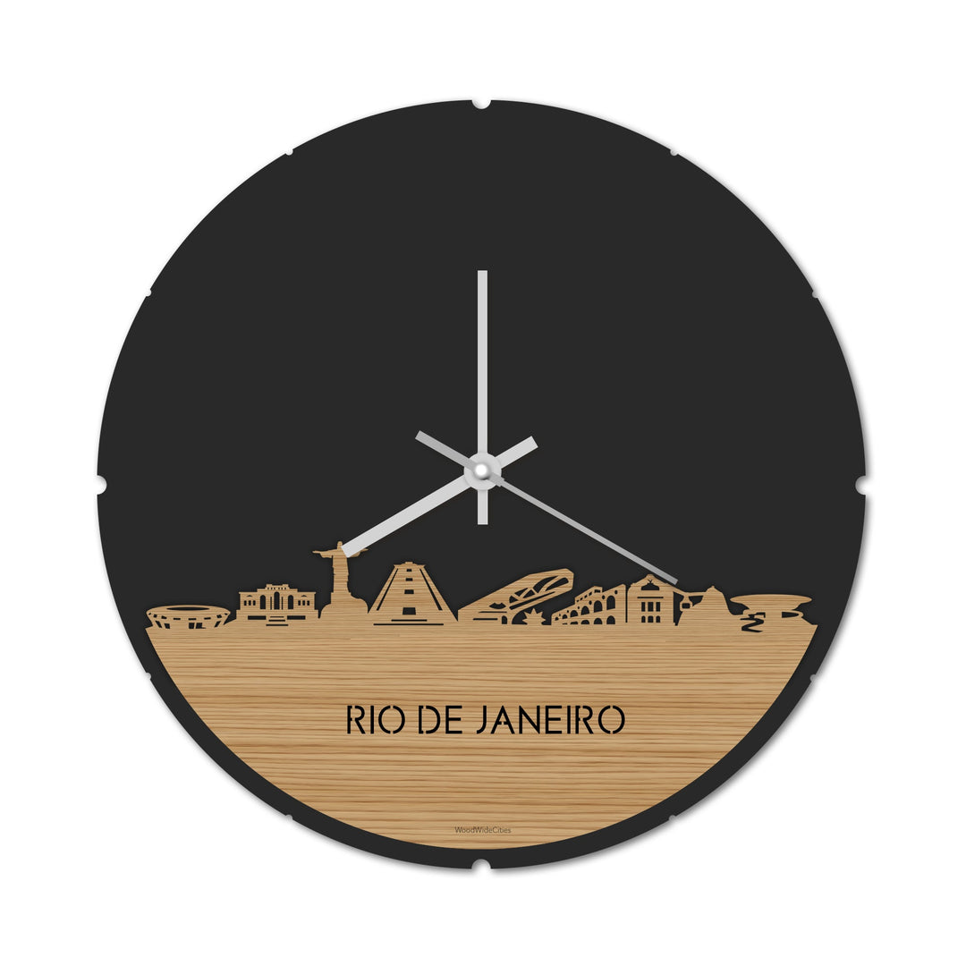 Skyline Klok Rond Rio de Janeiro Bamboe houten cadeau decoratie relatiegeschenk van WoodWideCities