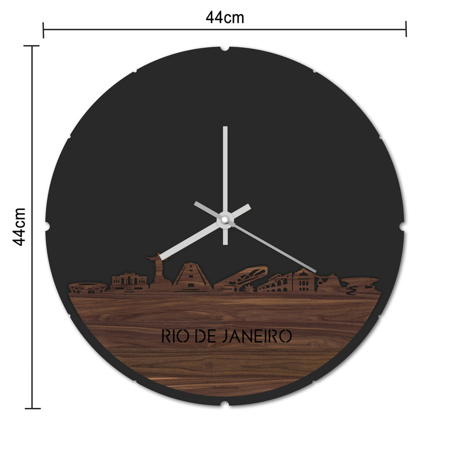 Skyline Klok Rond Rio de Janeiro Eiken houten cadeau decoratie relatiegeschenk van WoodWideCities