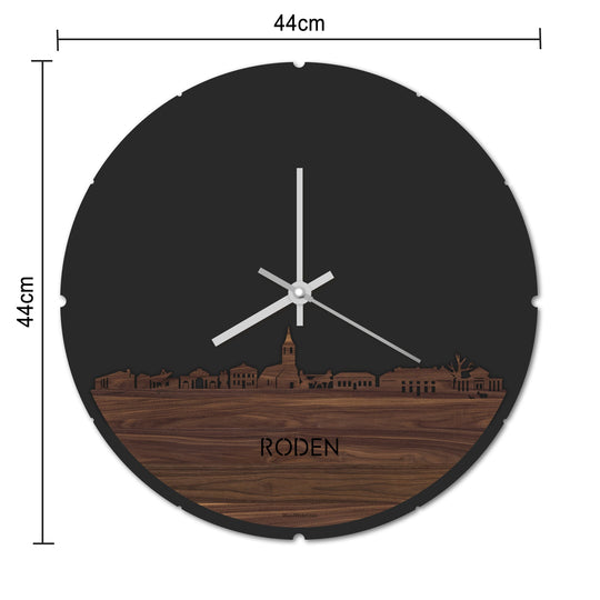 Skyline Klok Rond Roden Metallic Goud gerecycled kunststof cadeau decoratie relatiegeschenk van WoodWideCities