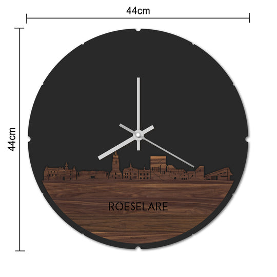 Skyline Klok Rond Roeselare Bamboe houten cadeau decoratie relatiegeschenk van WoodWideCities