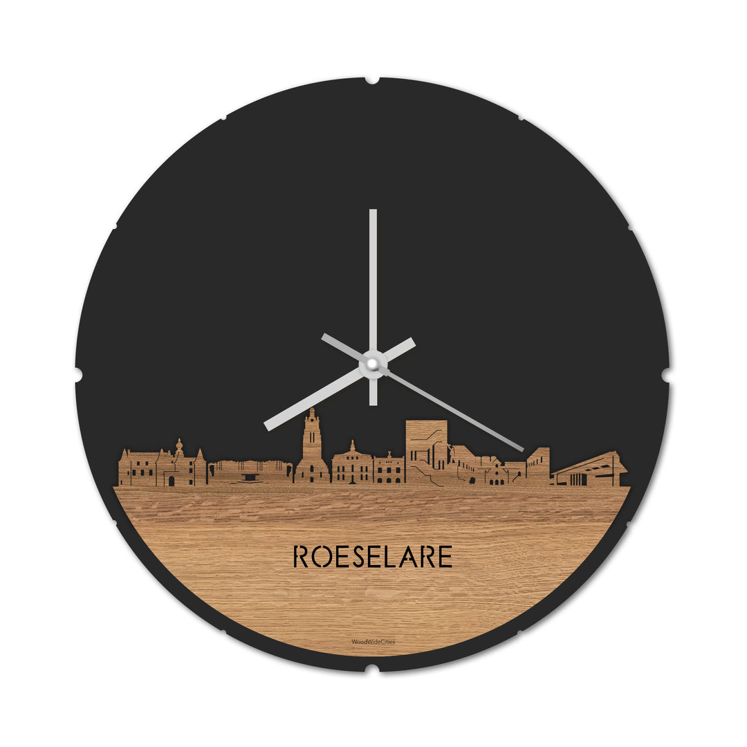 Skyline Klok Roeselare Eiken houten cadeau decoratie relatiegeschenk van WoodWideCities