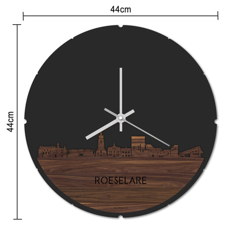 Skyline Klok Rond Roeselare Palissander houten cadeau decoratie relatiegeschenk van WoodWideCities