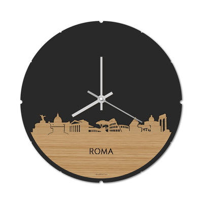 Skyline Clock Round Rome Bamboo