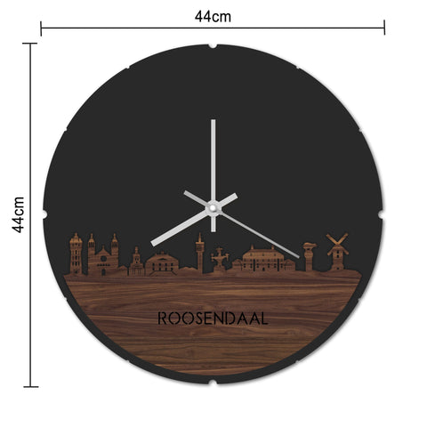 Skyline Klok Rond Roosendaal Bamboe houten cadeau decoratie relatiegeschenk van WoodWideCities
