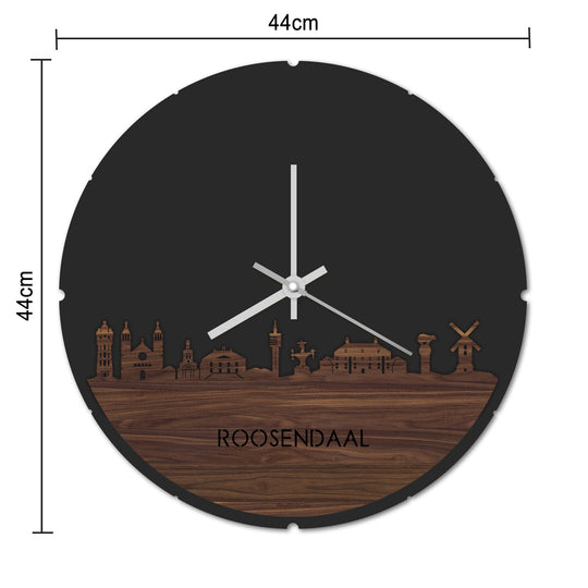 Skyline Klok Rond Roosendaal Eiken houten cadeau decoratie relatiegeschenk van WoodWideCities