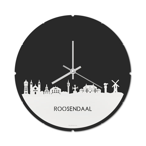 Skyline Klok Rond Roosendaal Wit glanzend gerecycled kunststof cadeau decoratie relatiegeschenk van WoodWideCities
