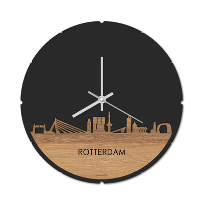 Skyline Clock Round Rotterdam Oak