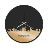 Skyline Klok Rond Rotterdam Goud Metallic