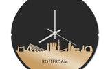 Skyline Klok Rond Rotterdam Goud Metallic