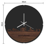 Skyline Klok Rond Rotterdam Noten houten cadeau decoratie relatiegeschenk van WoodWideCities