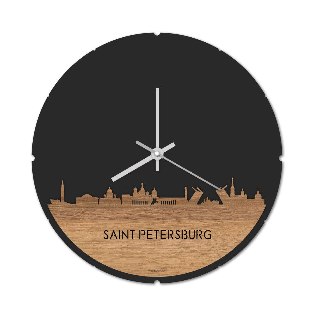 Skyline Klok Saint Petersburg Eiken houten cadeau decoratie relatiegeschenk van WoodWideCities