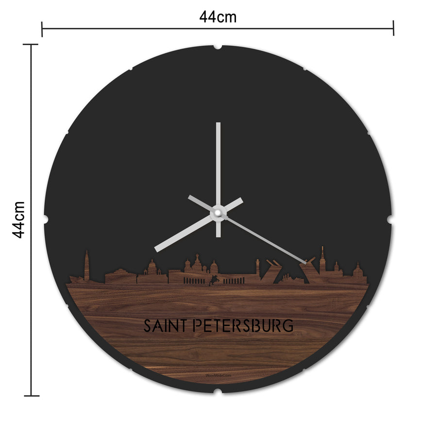 Skyline Klok Rond Saint Petersburg Metallic Goud gerecycled kunststof cadeau decoratie relatiegeschenk van WoodWideCities