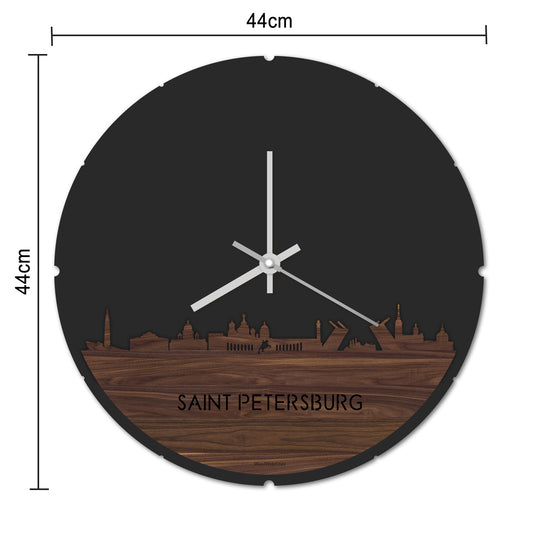 Skyline Klok Rond Saint Petersburg Noten houten cadeau decoratie relatiegeschenk van WoodWideCities