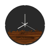 Skyline Klok Rond Saint Petersburg Palissander houten cadeau decoratie relatiegeschenk van WoodWideCities
