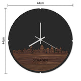 Skyline Klok Rond Schagen Zwart glanzend gerecycled kunststof cadeau decoratie relatiegeschenk van WoodWideCities