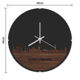 Skyline Klok Rond Scheveningen Eiken houten cadeau decoratie relatiegeschenk van WoodWideCities
