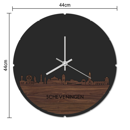 Skyline Klok Rond Scheveningen Metallic Goud gerecycled kunststof cadeau decoratie relatiegeschenk van WoodWideCities