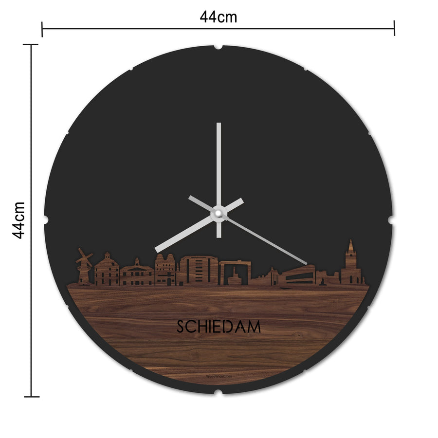 Skyline Klok Rond Schiedam Metallic Goud gerecycled kunststof cadeau decoratie relatiegeschenk van WoodWideCities