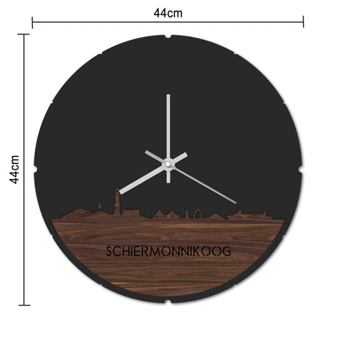 Skyline Klok Rond Schiermonnikoog Bamboe houten cadeau decoratie relatiegeschenk van WoodWideCities