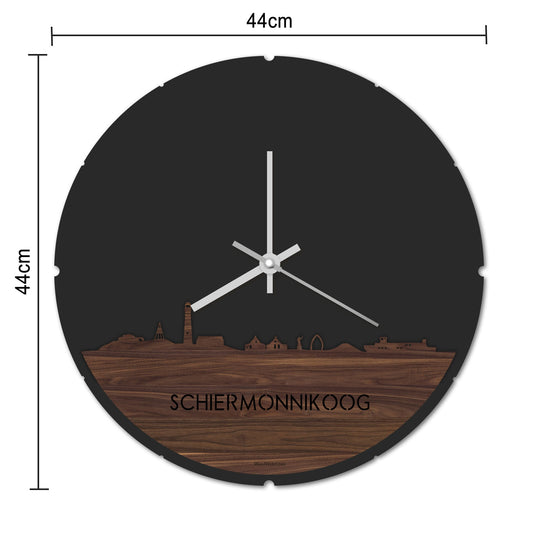 Skyline Klok Rond Schiermonnikoog Bamboe houten cadeau decoratie relatiegeschenk van WoodWideCities