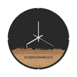 Skyline Klok Rond Schiermonnikoog Eiken Eiken houten cadeau decoratie relatiegeschenk van WoodWideCities