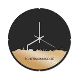 Skyline Klok Rond Schiermonnikoog Metallic Goud gerecycled kunststof cadeau decoratie relatiegeschenk van WoodWideCities