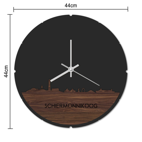 Skyline Klok Rond Schiermonnikoog Palissander houten cadeau decoratie relatiegeschenk van WoodWideCities