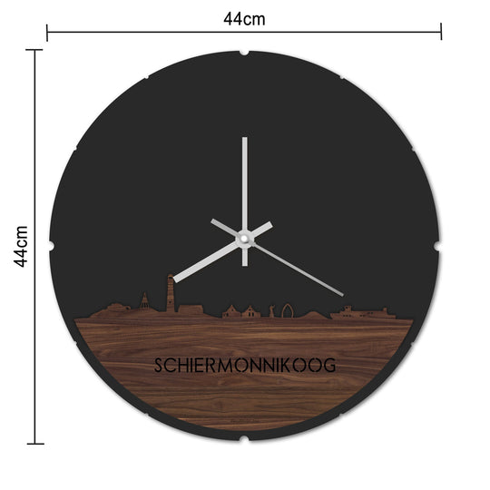 Skyline Klok Rond Schiermonnikoog Palissander houten cadeau decoratie relatiegeschenk van WoodWideCities